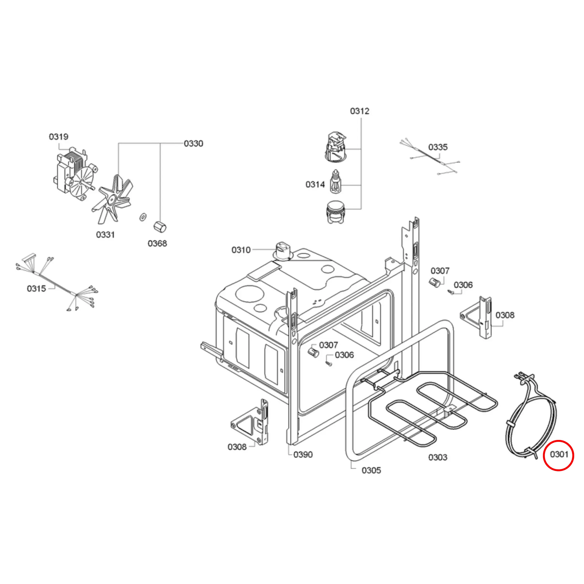 Bosch & Siemens Oven Fan Forced Element 2100W – 0443526, 00444514 - Fast Spares