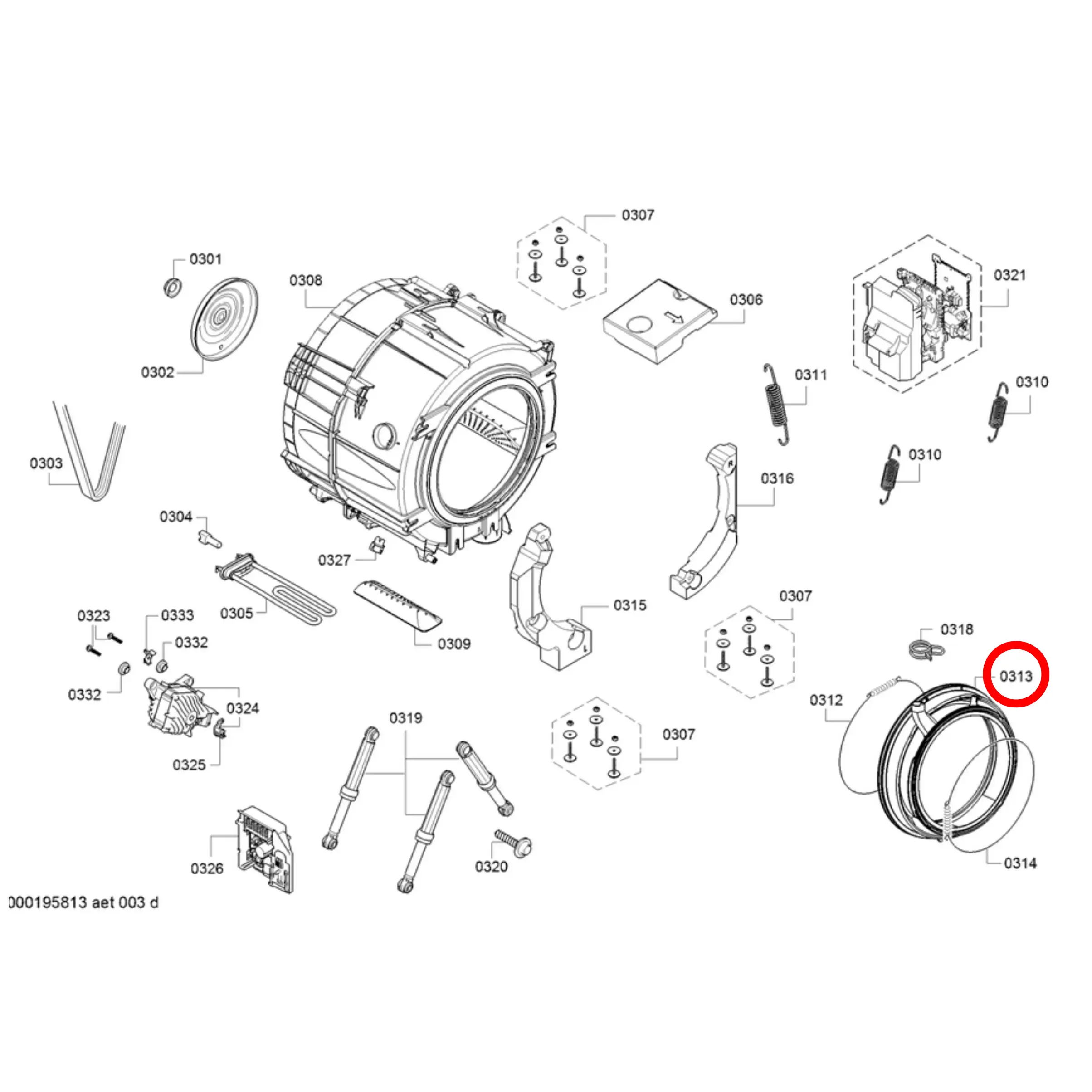 11056927 Bosch Series 8 Washing Machine Door Seal - 00681683 Perth Appliance Spares