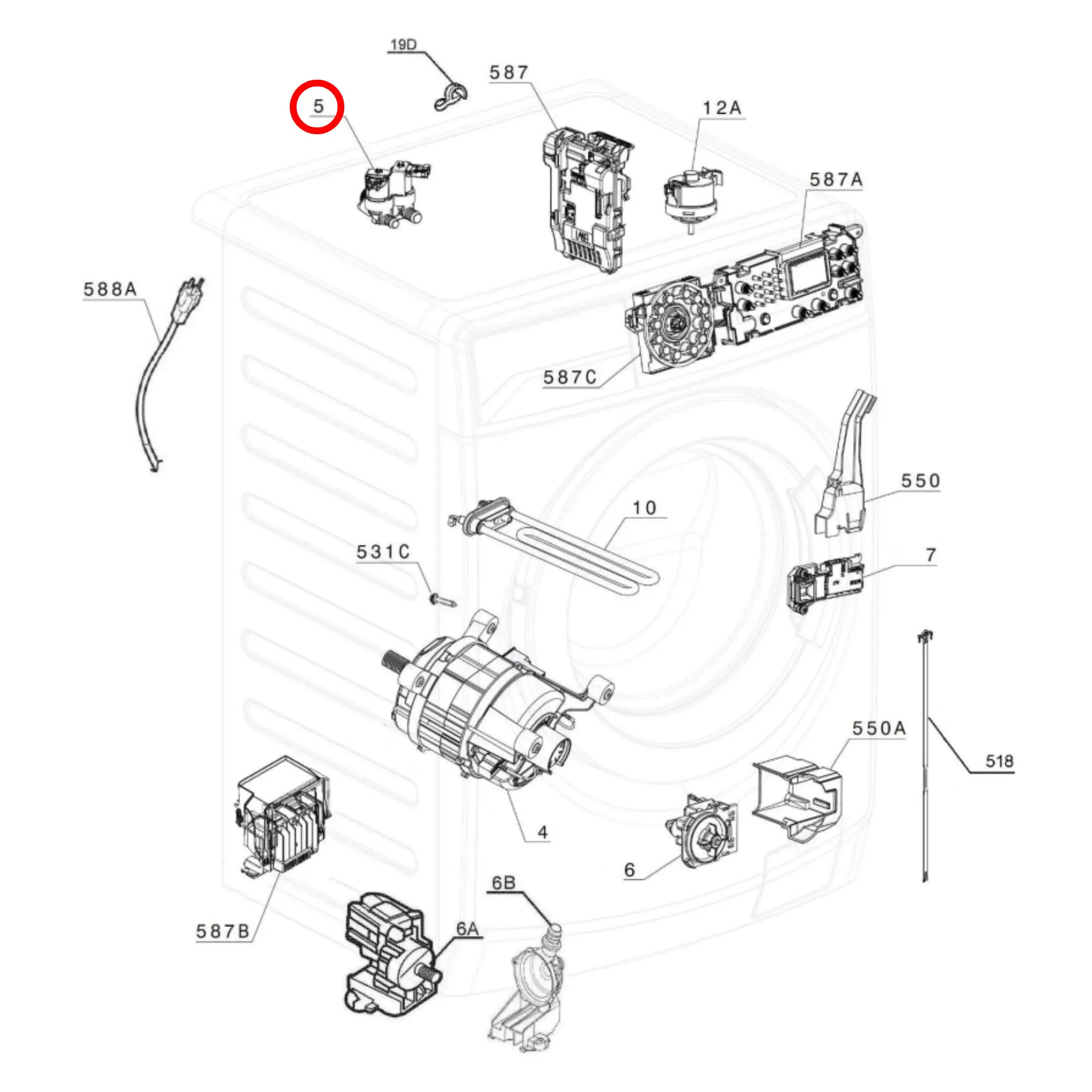 8588074876349 AEG, Electrolux Front Load Washing Machine Inlet Valve - 4055679932, 807487619, 1325186227 Perth Appliance Spares