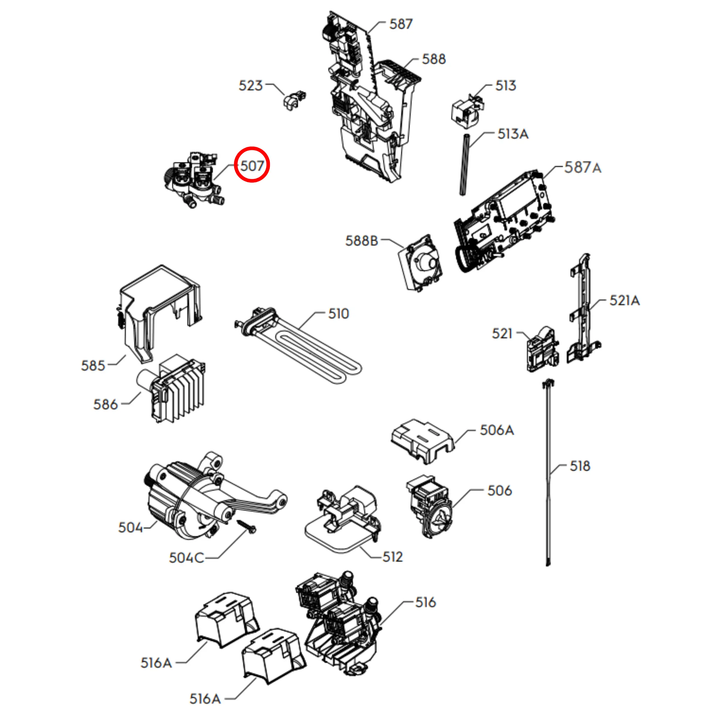 AEG Front Load Washing Machine 3 Way Flow Meter Valve -4055125225, 1325188207 - Fast Spares
