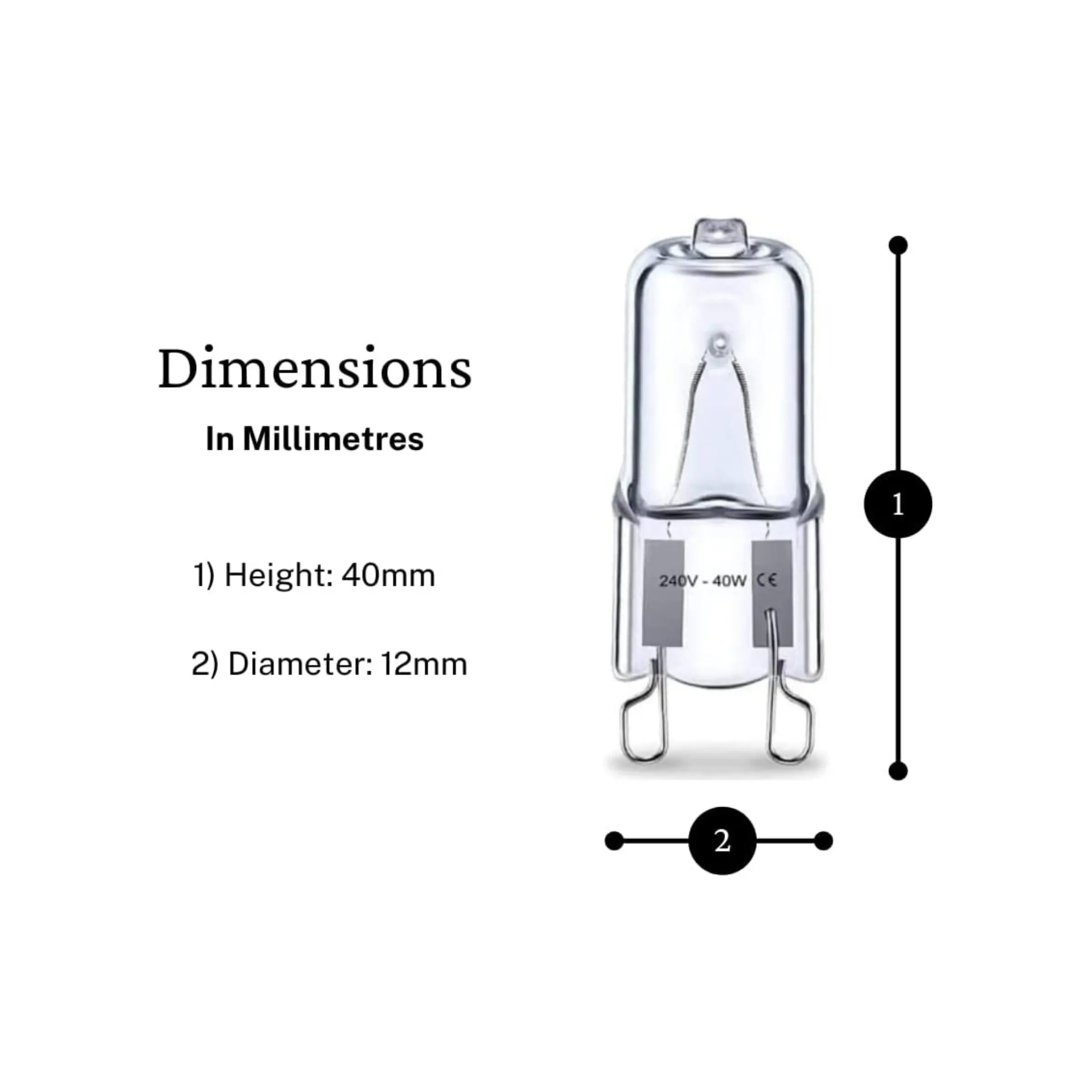 Oven Halogen Lamp 40W G9 AEG, Electrolux 300C - 8085641028 Fast Spares