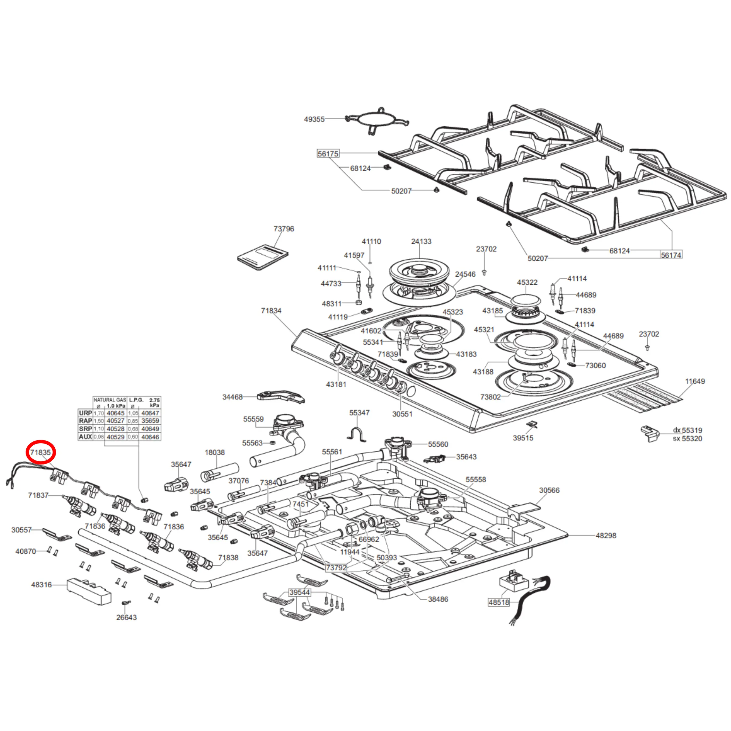 694490711 Smeg Cooktop Microswitch Assembly Perth Appliance Spares