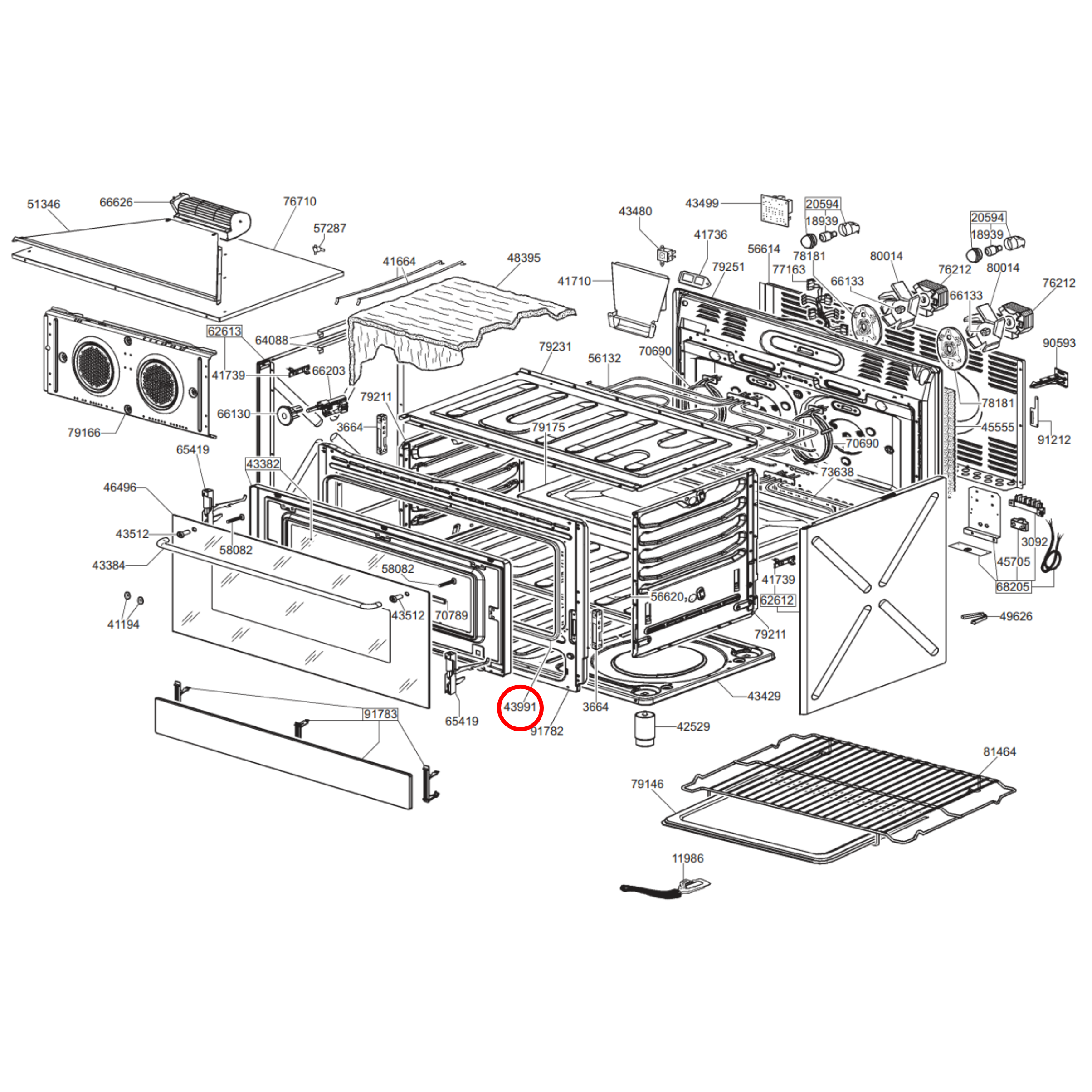 754131050 Omega, Smeg Oven Door Gasket