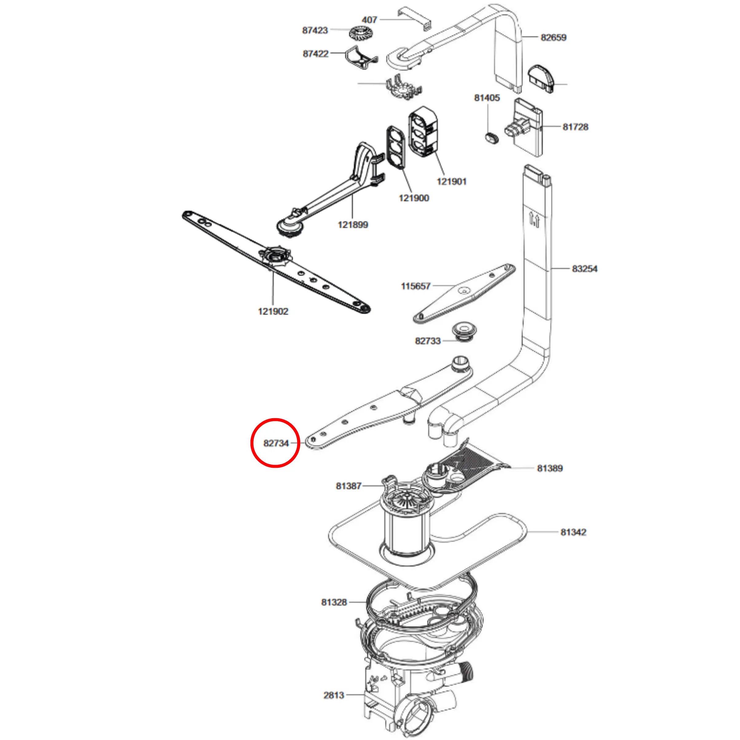 764570114 Smeg Dishwasher Lower Spray Arm Genuine Perth Appliance Spares