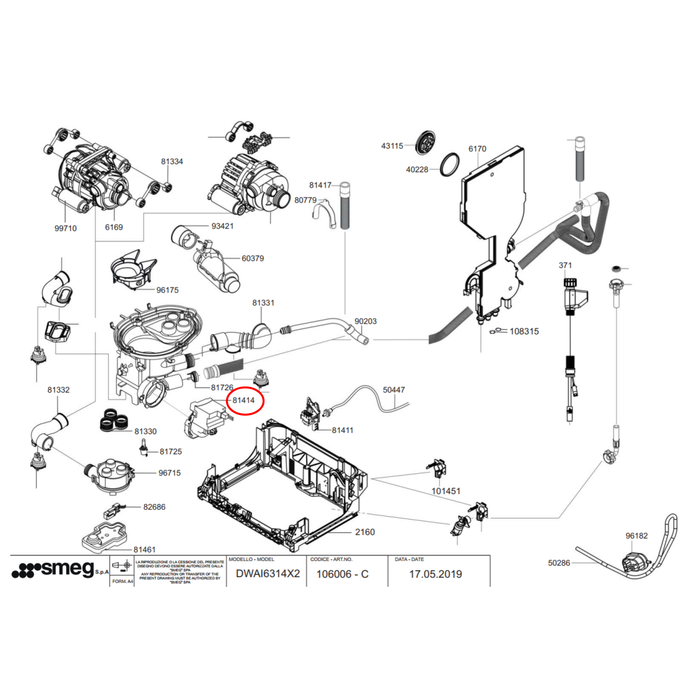 792970244 Smeg Washing Machine Drain Pump - UNI090 - 792970307 Perth Appliance Spares