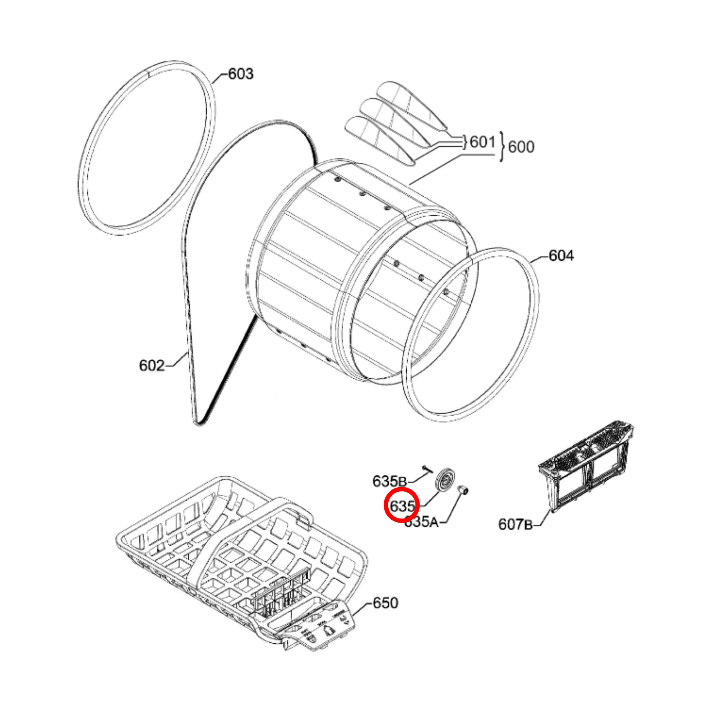 AEG & Electrolux Dryer Drum Roller Wheel – 8077877028 (Supersedes 8077877036) Fast Spares