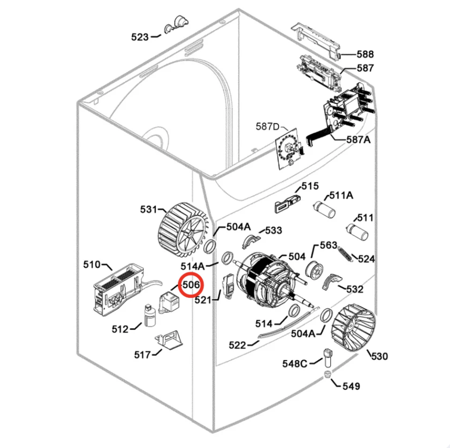 Side profile of 8581258349217 Electrolux Westinghouse dryer condensation pump