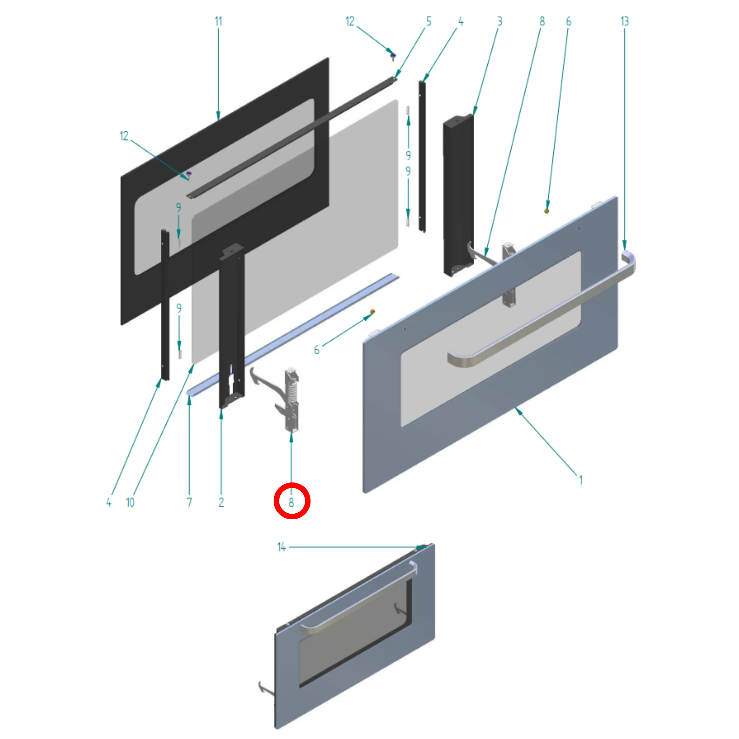 A/028/45 ILVE Triple Glass 900Mm Oven Door Hinge Pair - SE262 - Fast Spares