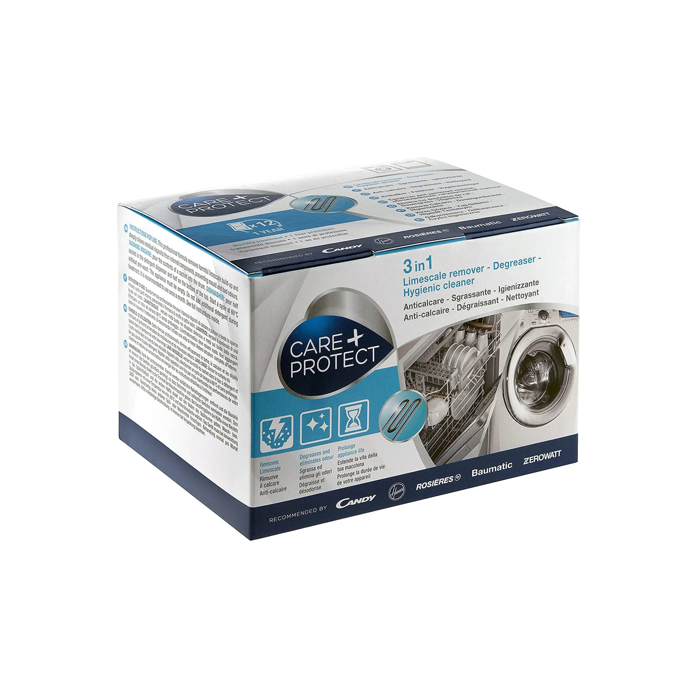 Care & Protect3 In 1 Limescale Remover, Degreaser, Hygienic Cleaner 50G 35601768 - Fast Spares