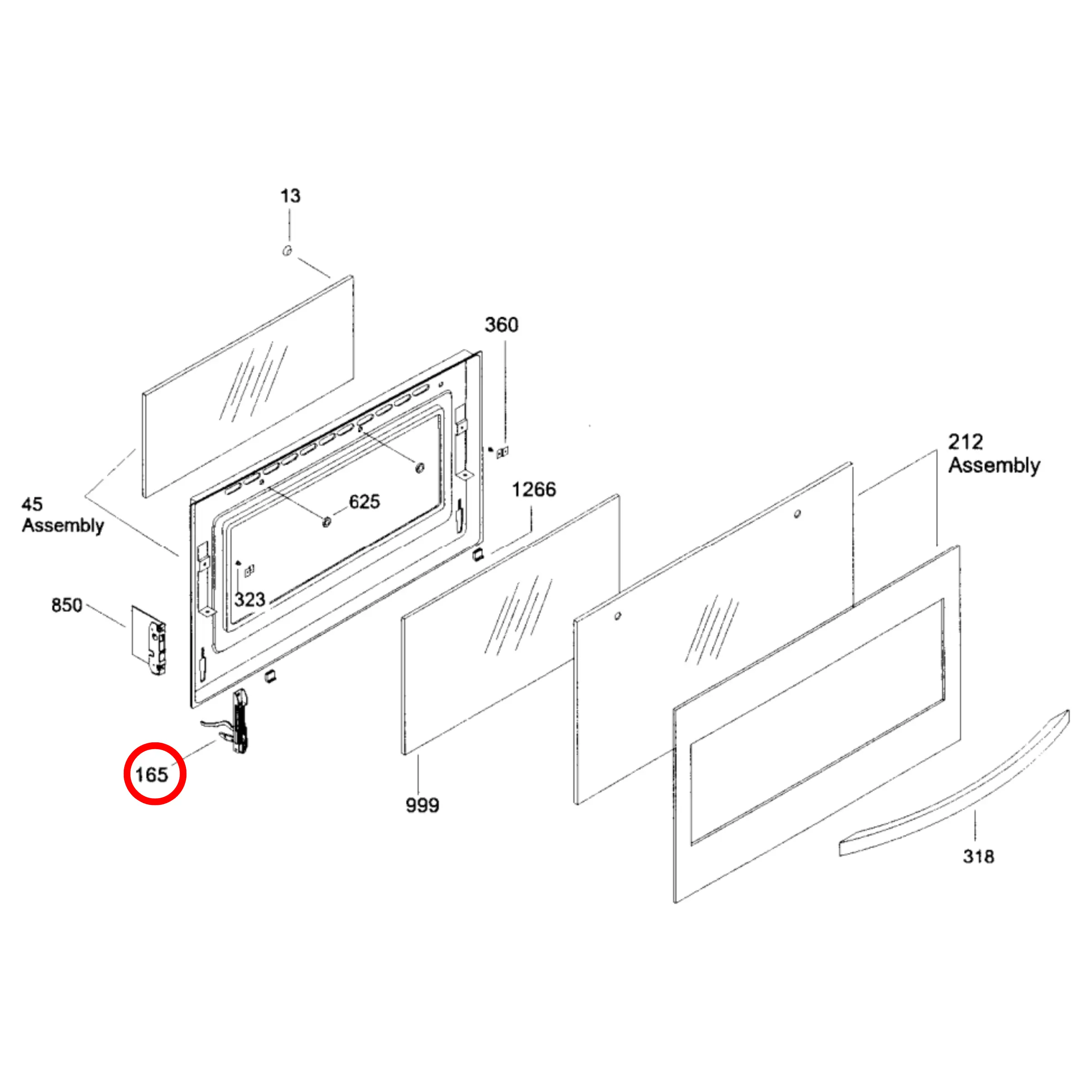 4055920096 Electrolux Oven Door Hinge Lower Arm – Suits POH967S, Savoir CEVV900SS – ET431183, ET431147 - Fast Spares