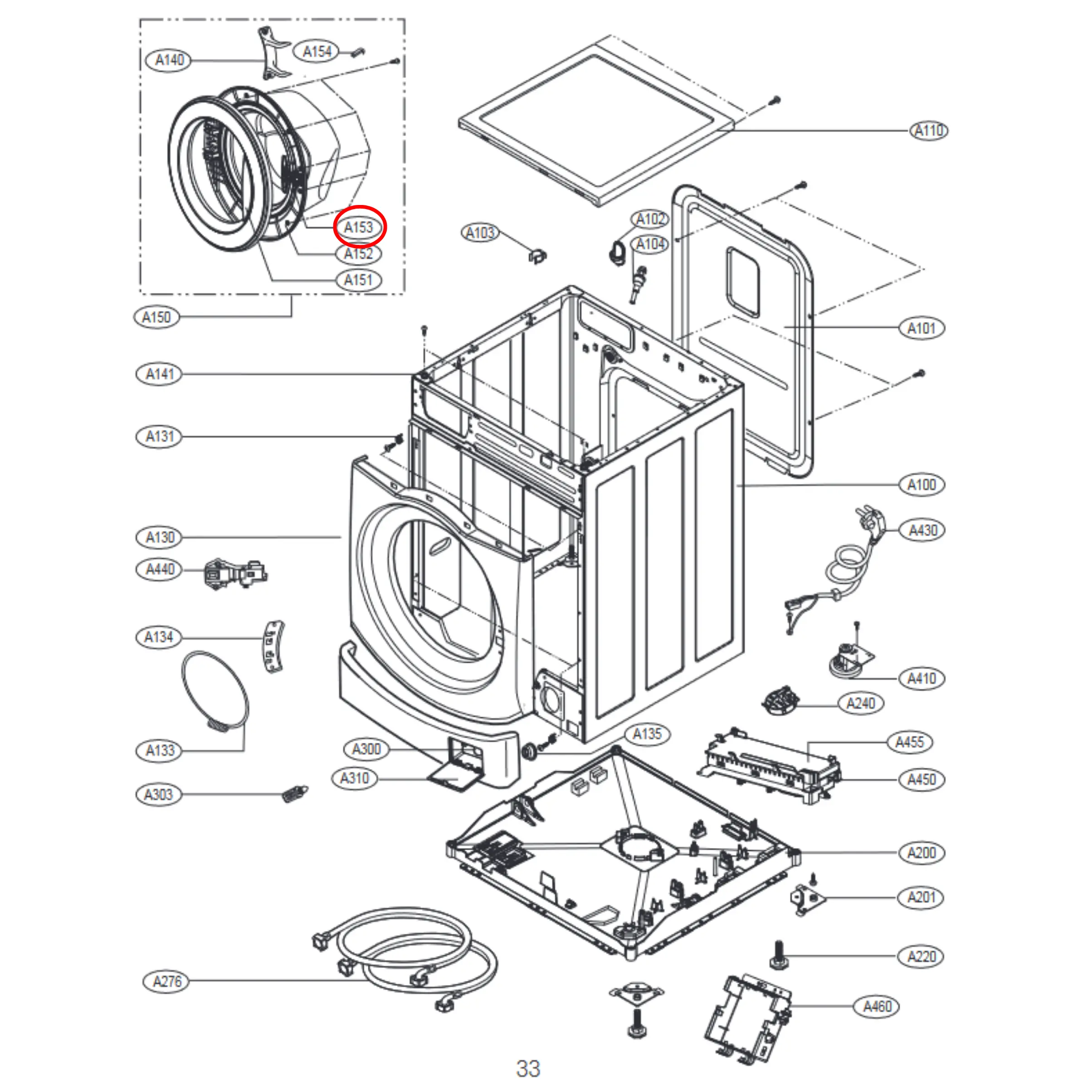 LG Front Load Washing Machine Door Handle - MEB61281101, AGF76506325, MEB61841201 - Fast Spares