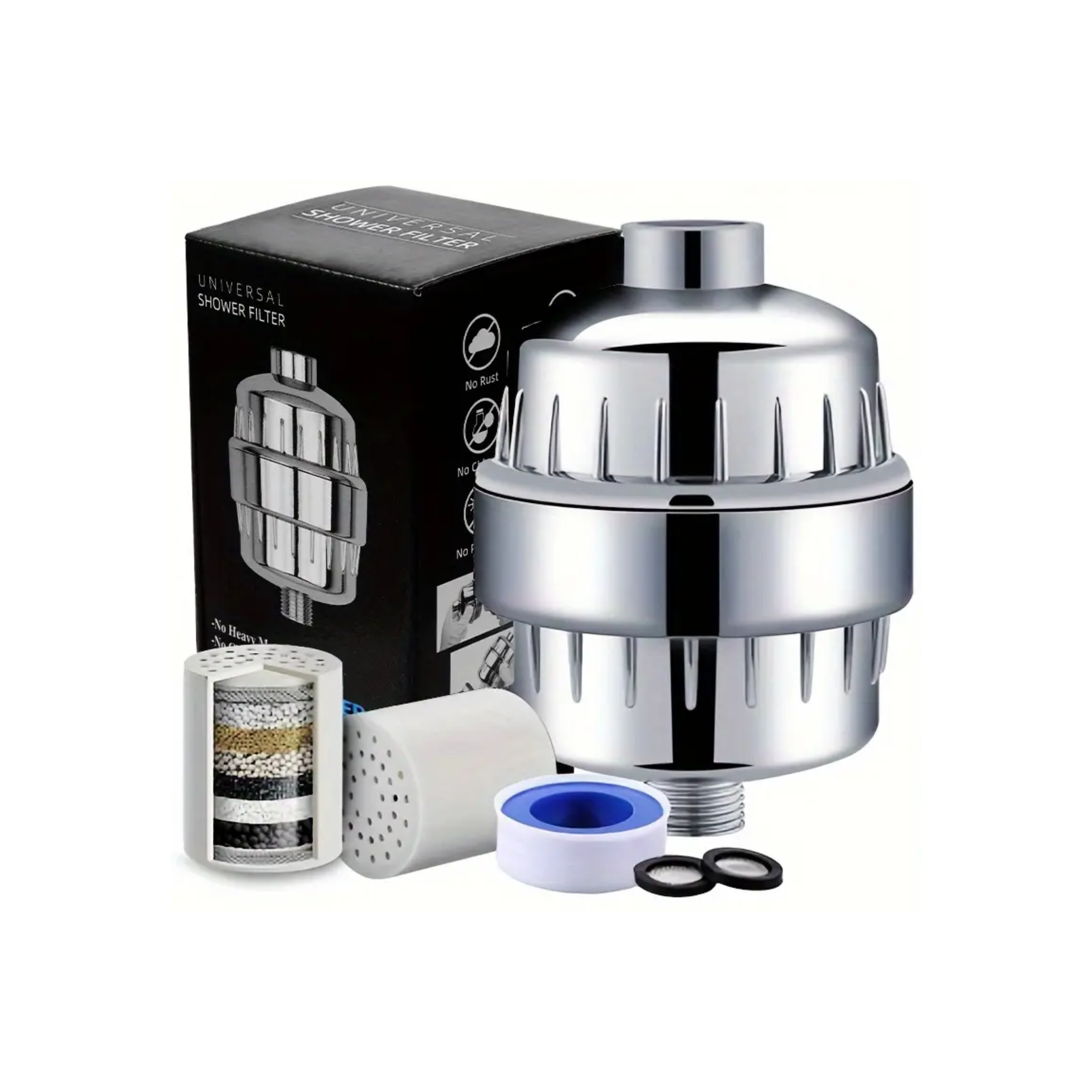 High Output Universal Shower Filter System With 12 Stage Cartridge Black Box Version SF650