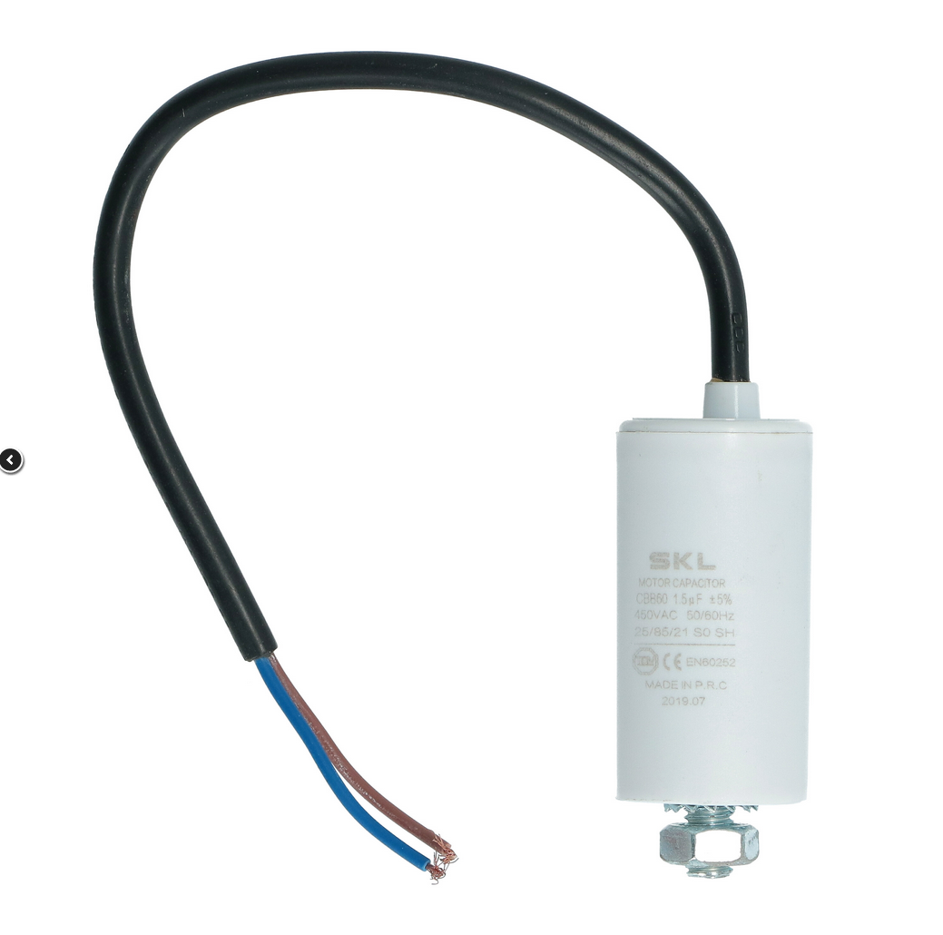 CAP015L Capacitor 1.5uf with cable 450V Size Ø30x57mm Fast Spares
