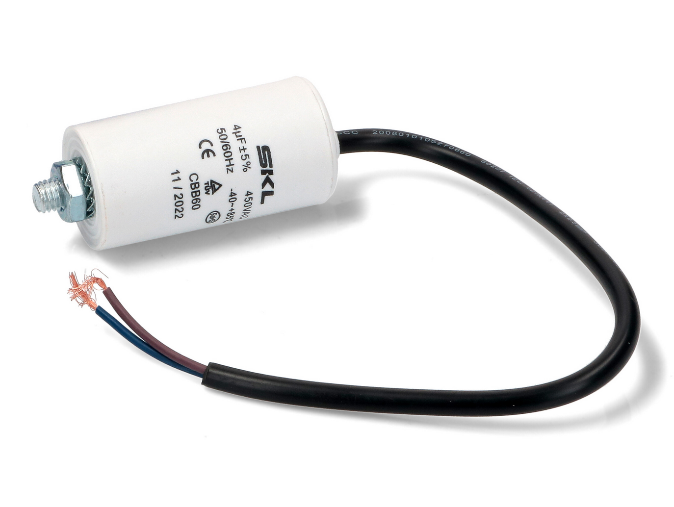 CAP004L Capacitor 4UF With Leads 450V Size Ø30x57mm Fast Spares