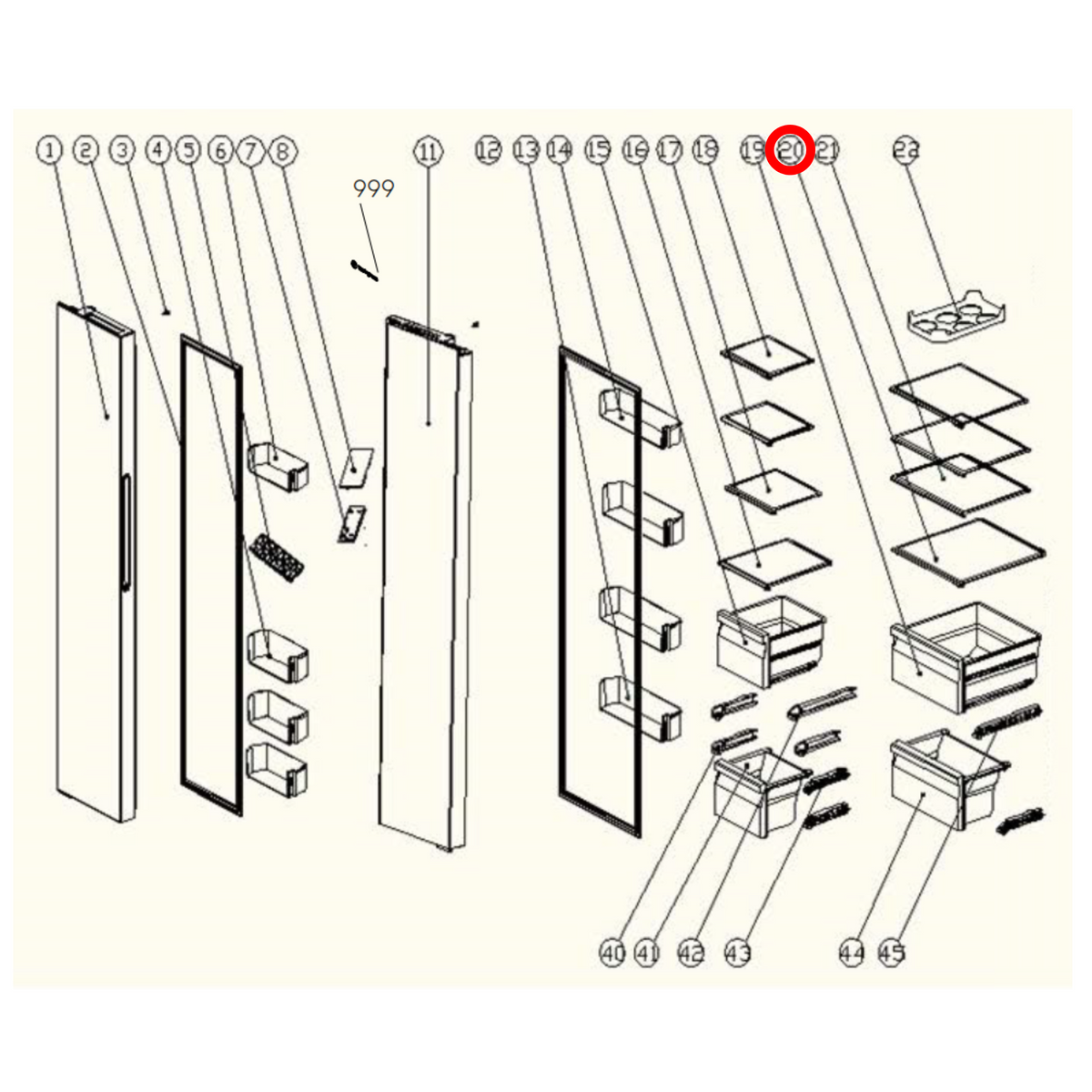 4055774824 Westinghouse Fridge Glass Shelf - 4055563870