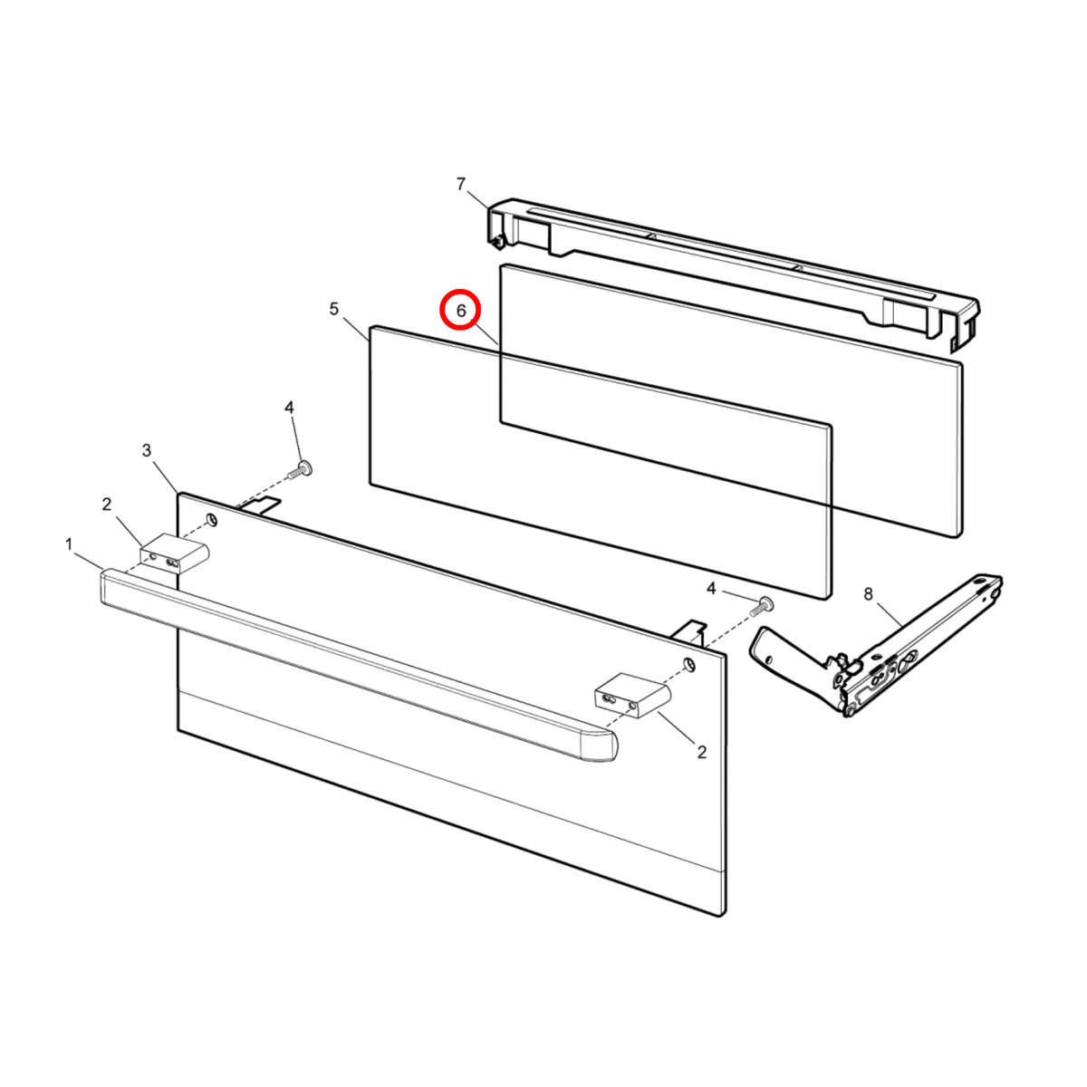 85802550042201 Westinghouse Oven Duo Door Inner Glass
