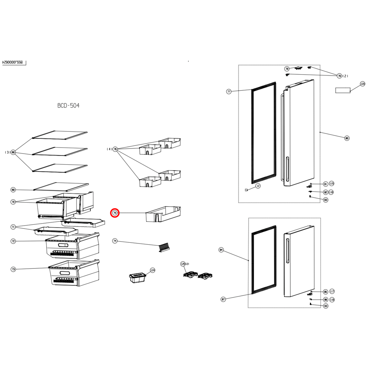 K2265357 Hisense Fridge Lower Shelf