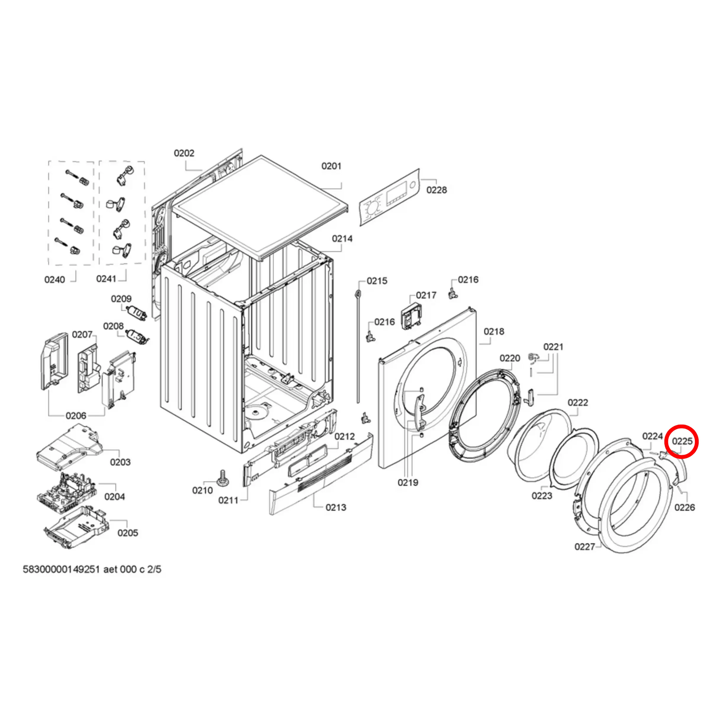 00648581 Bosch Door Handle Silver – Front Load Washer BO124, 00751783, 1170089WS Fast Spares