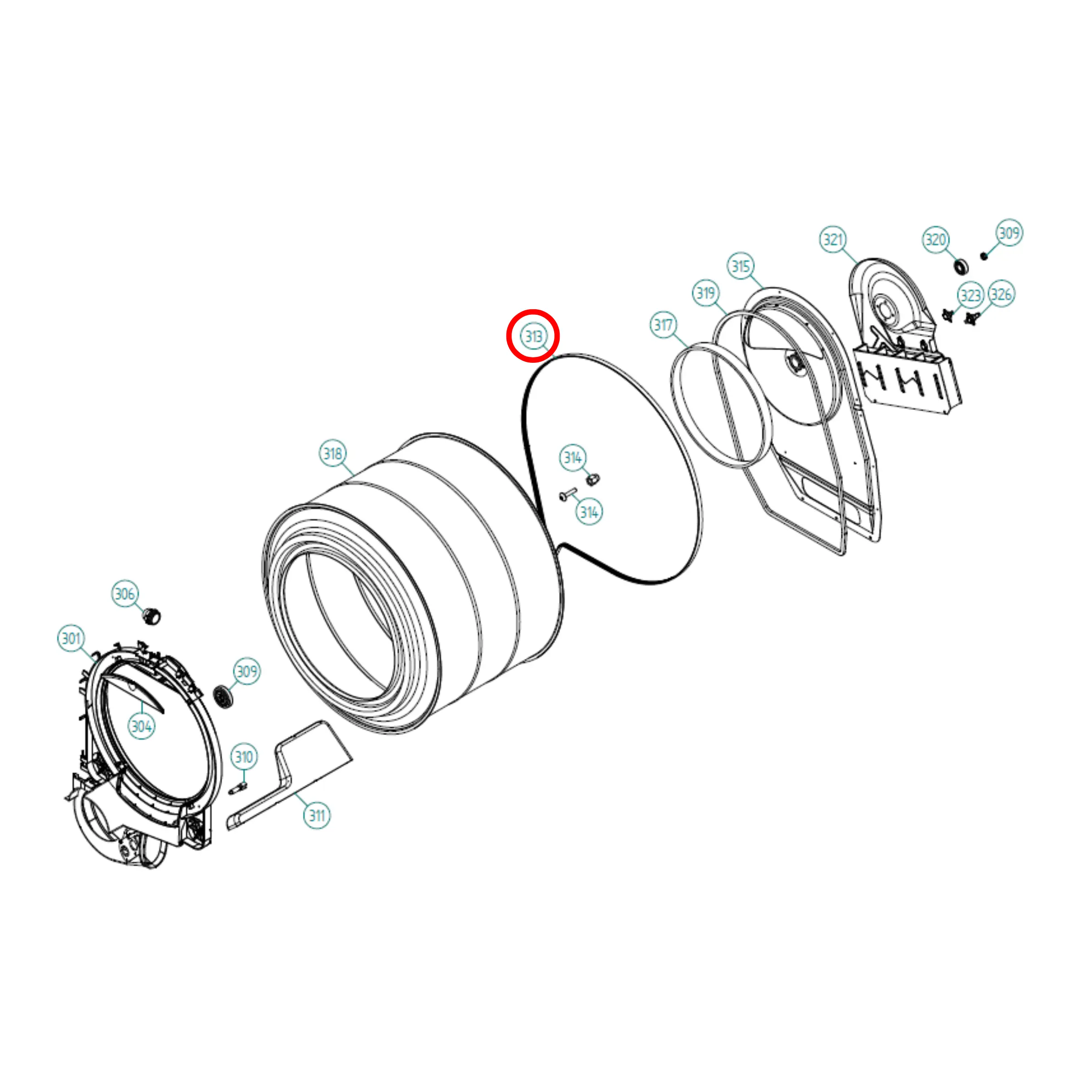 270851 Asko Dryer Drive Belt 7PH 1970 Fast Spares