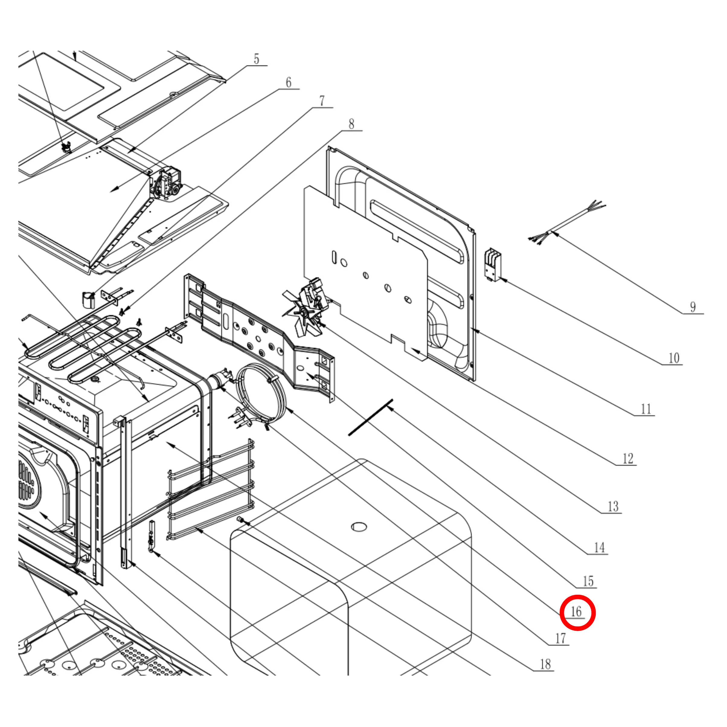 30101200016 Technika Oven Fan Forced Heating Element Triple Ring 1800W - 33303027 Perth Appliance Spares