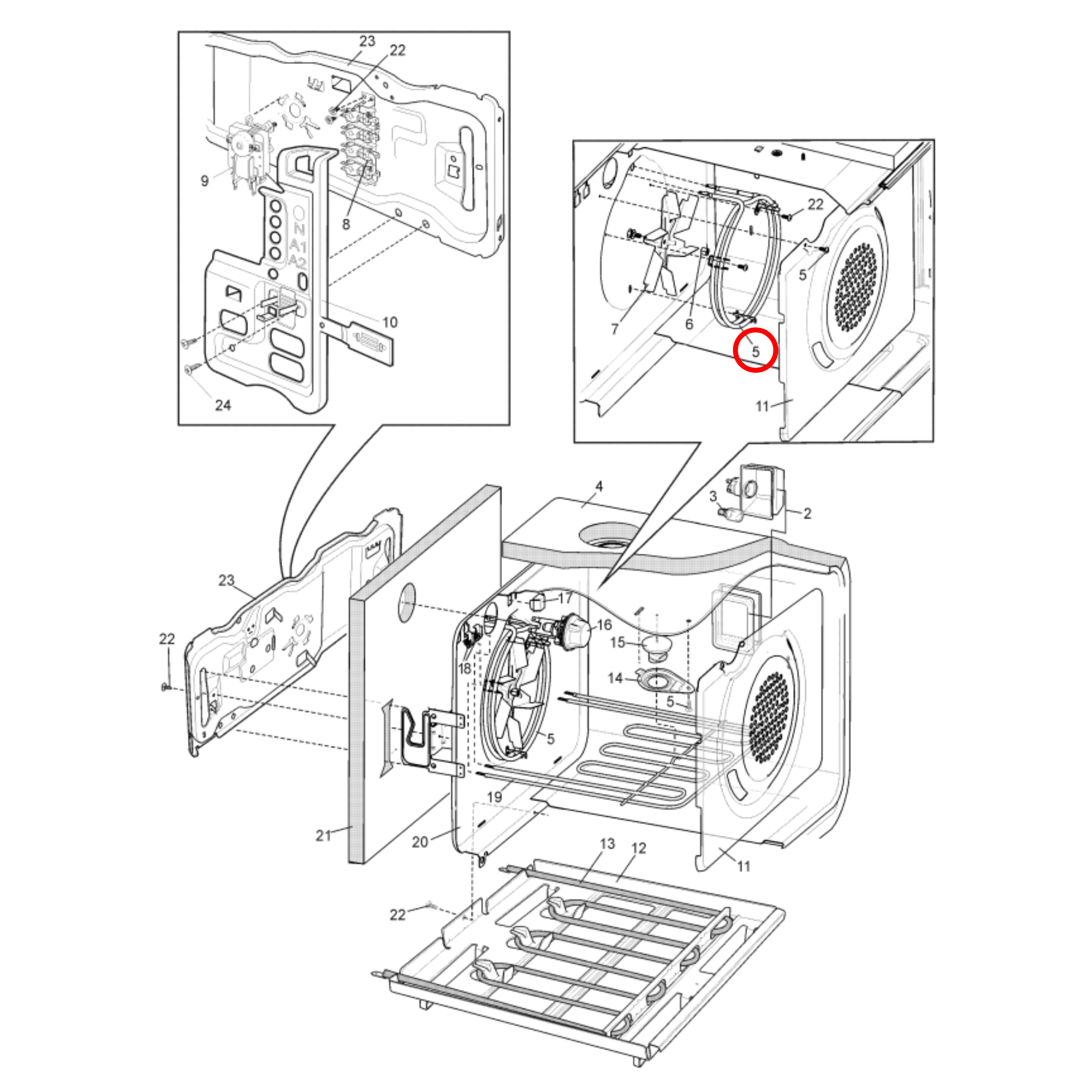 Electrolux, Chef Oven Fan Forced Element 2200W - 4055613238, 0122004574, SE907