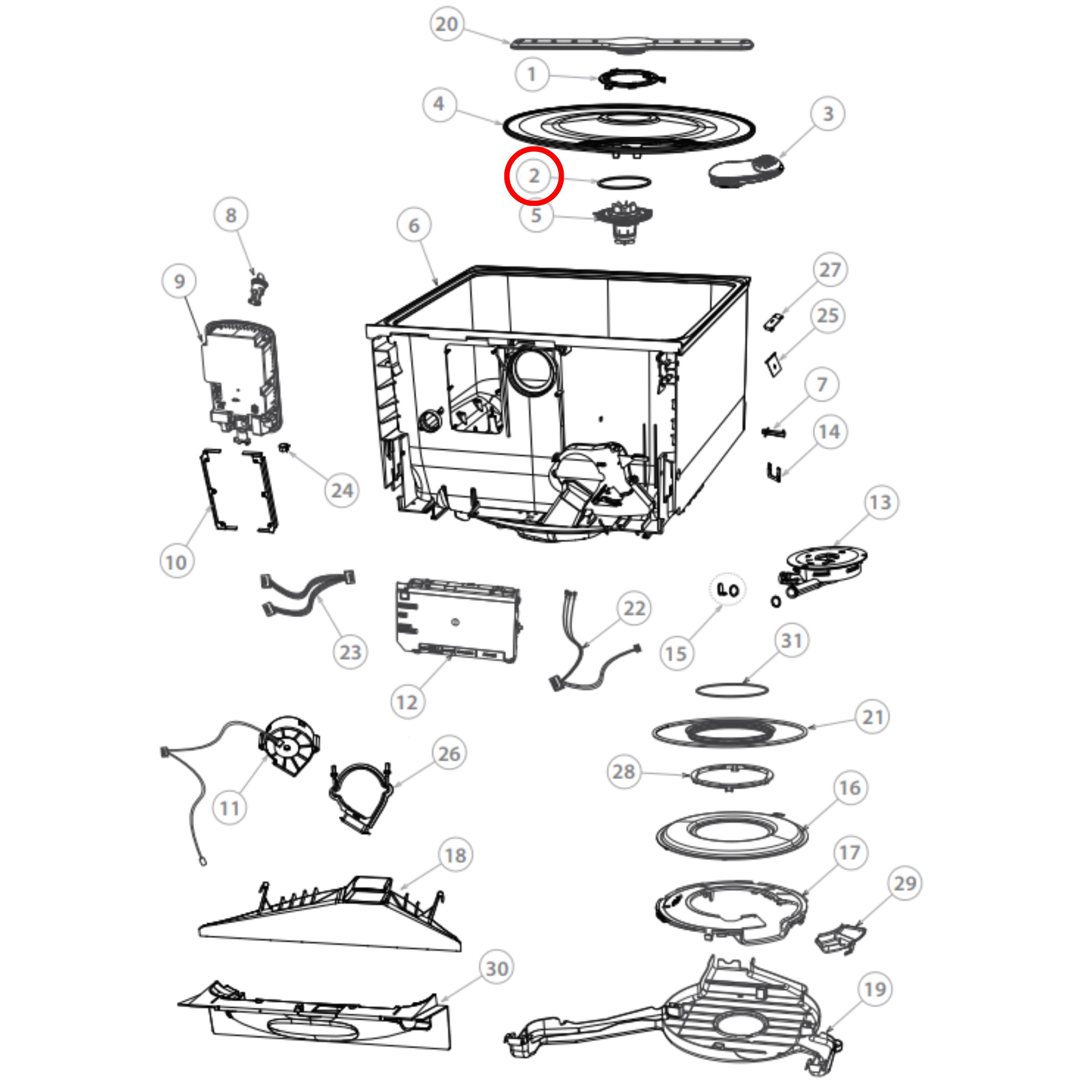 Fisher & Paykel Dishwasher Rotor O Ring-Red 523049