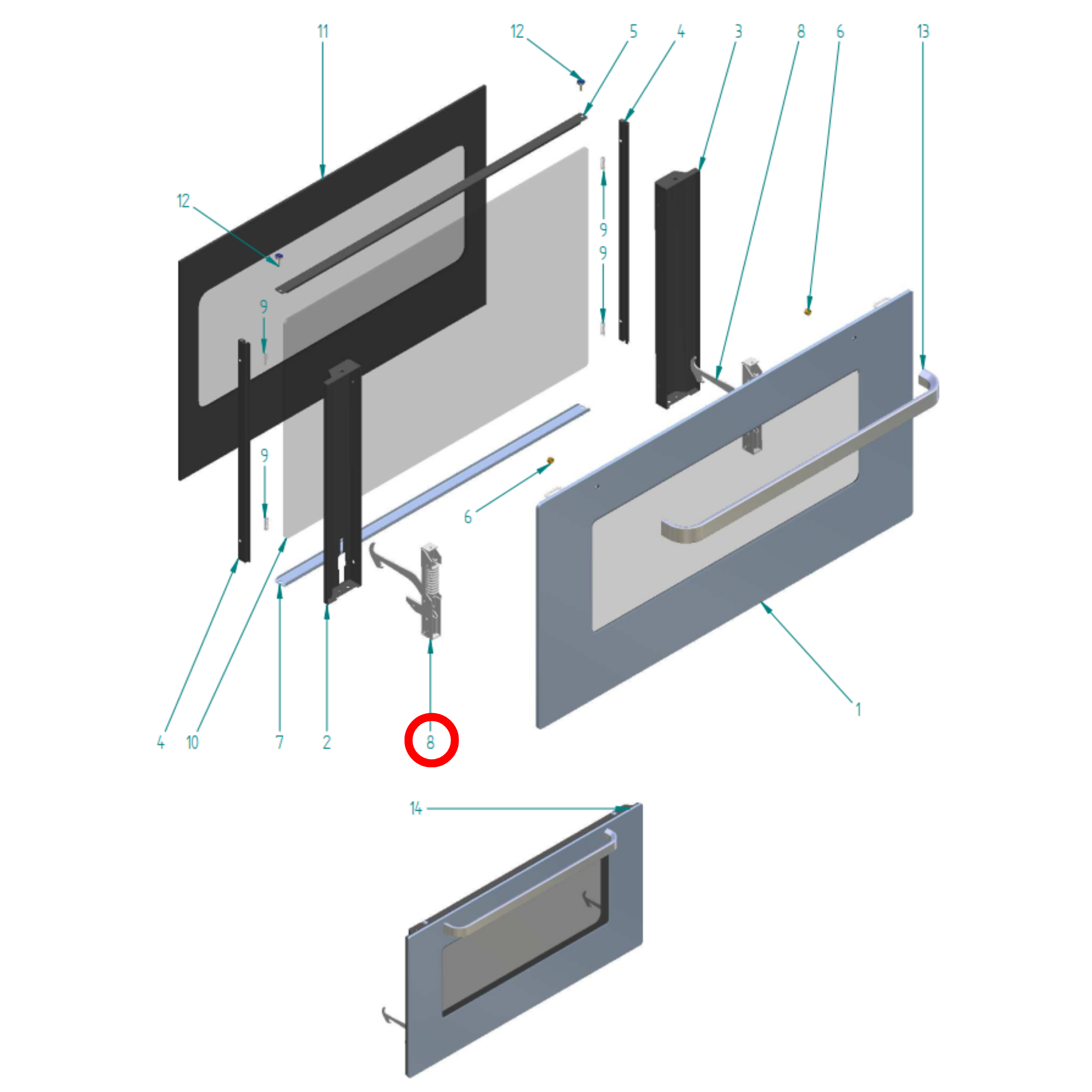 A/028/45 ILVE Triple Glass 900Mm Oven Door Hinge Pair - SE262