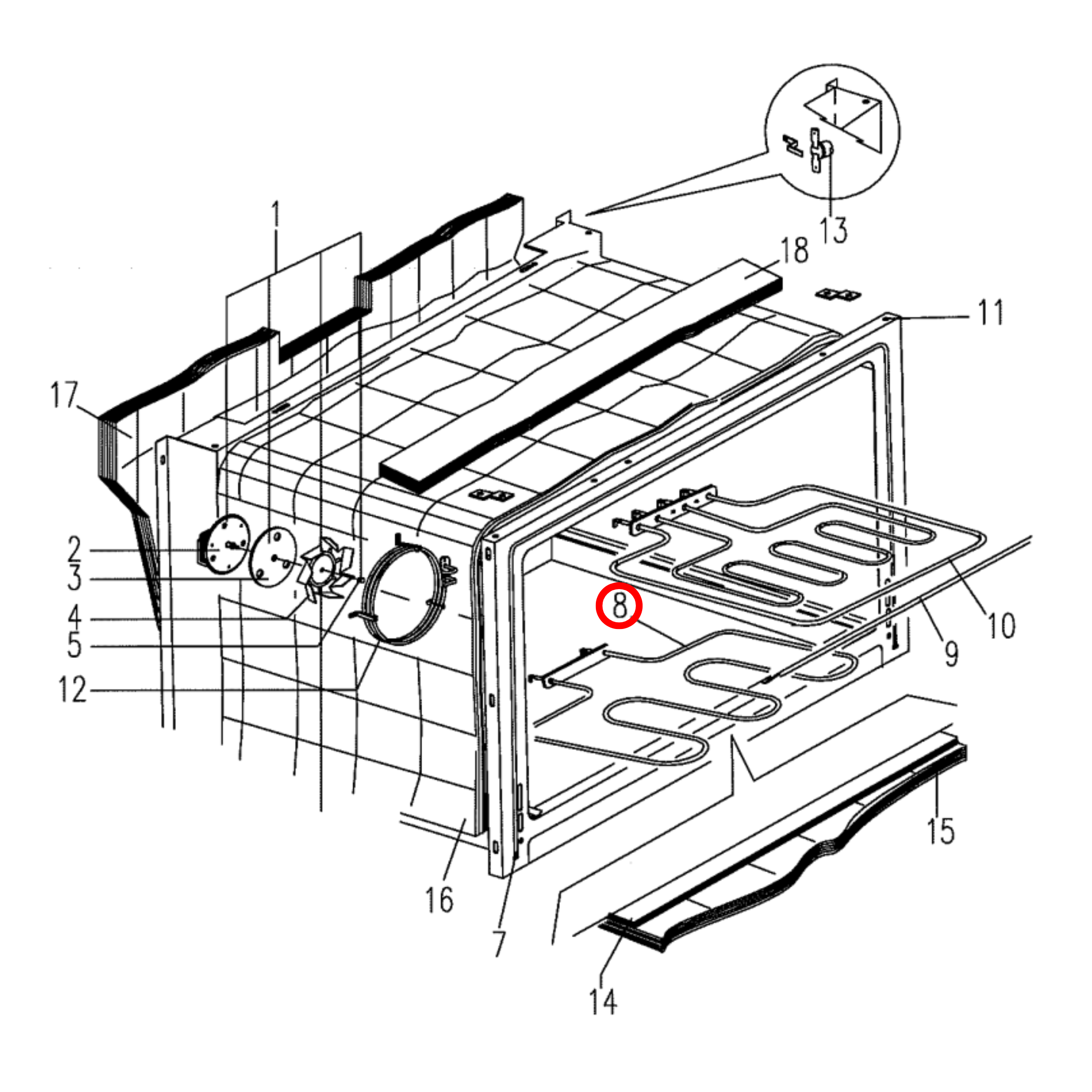A/458/72 ILVE 800-900MM Oven Bottom Element 1635W - SE293, GLO32-03 Perth Appliance Spares