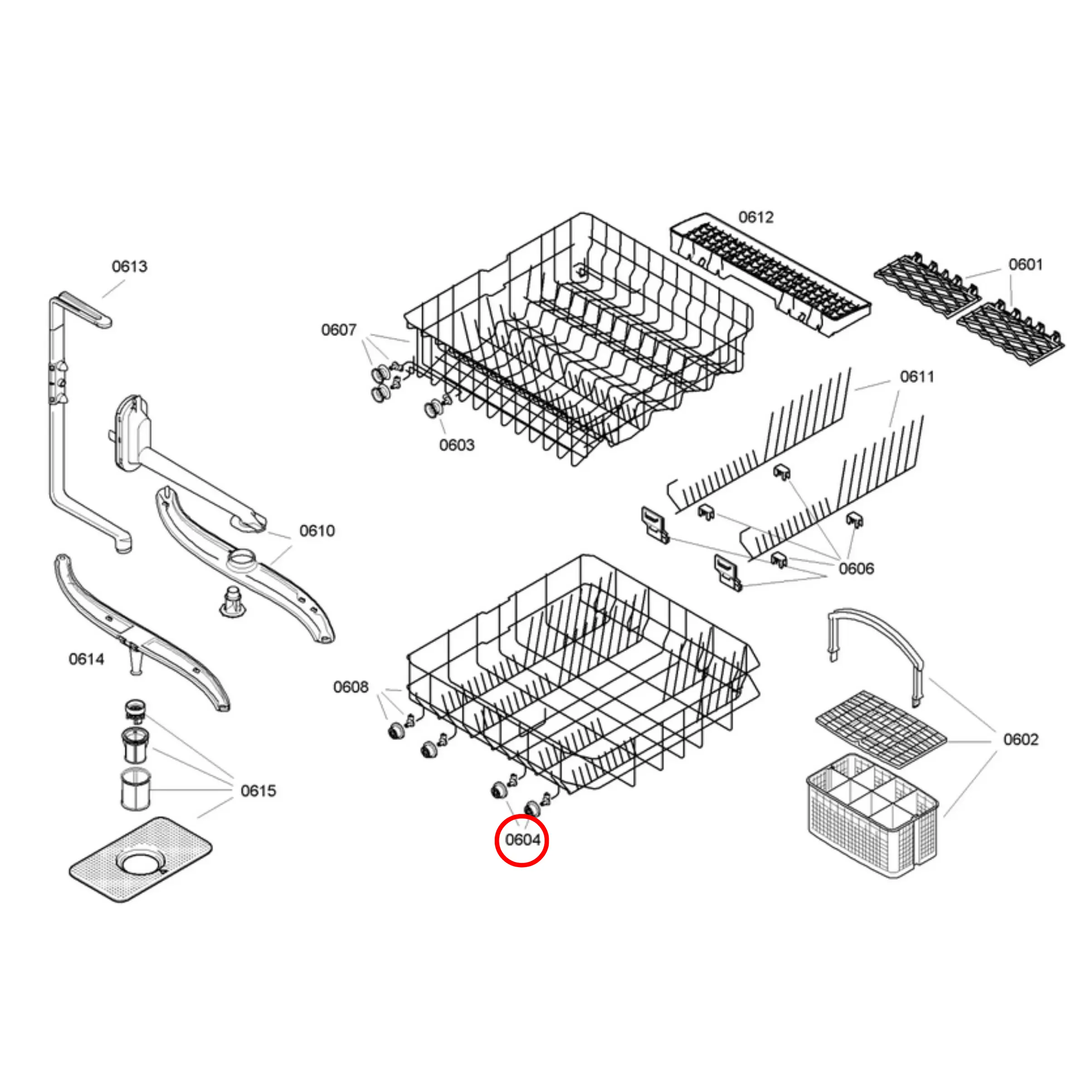 00165314 Bosch Dishwasher Bottom Basket Wheels Set 8 - AP2802428, PS3439123 Perth Appliance Spares