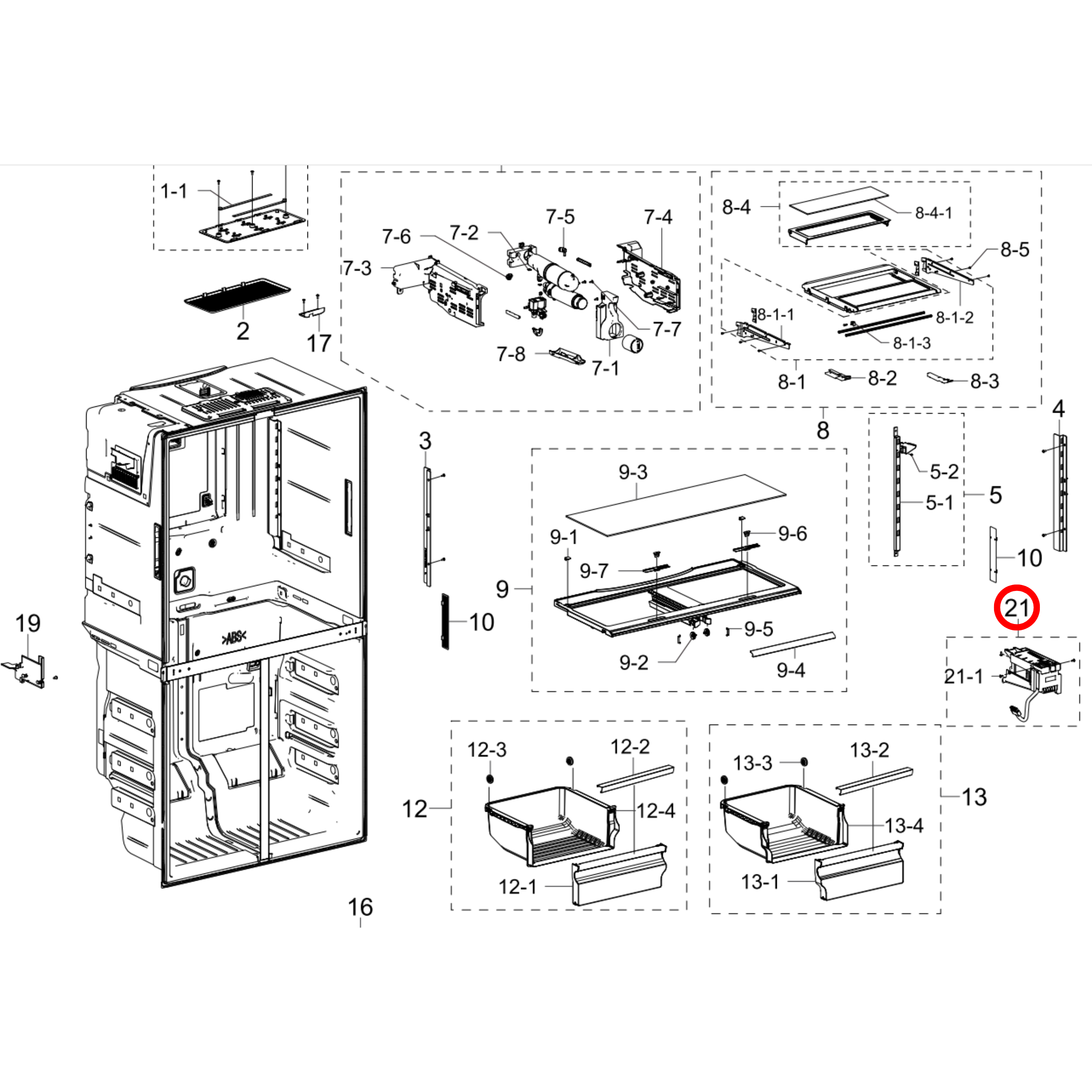 DA97-18859B Samsung Fridge Ice Maker - DA97-13718B