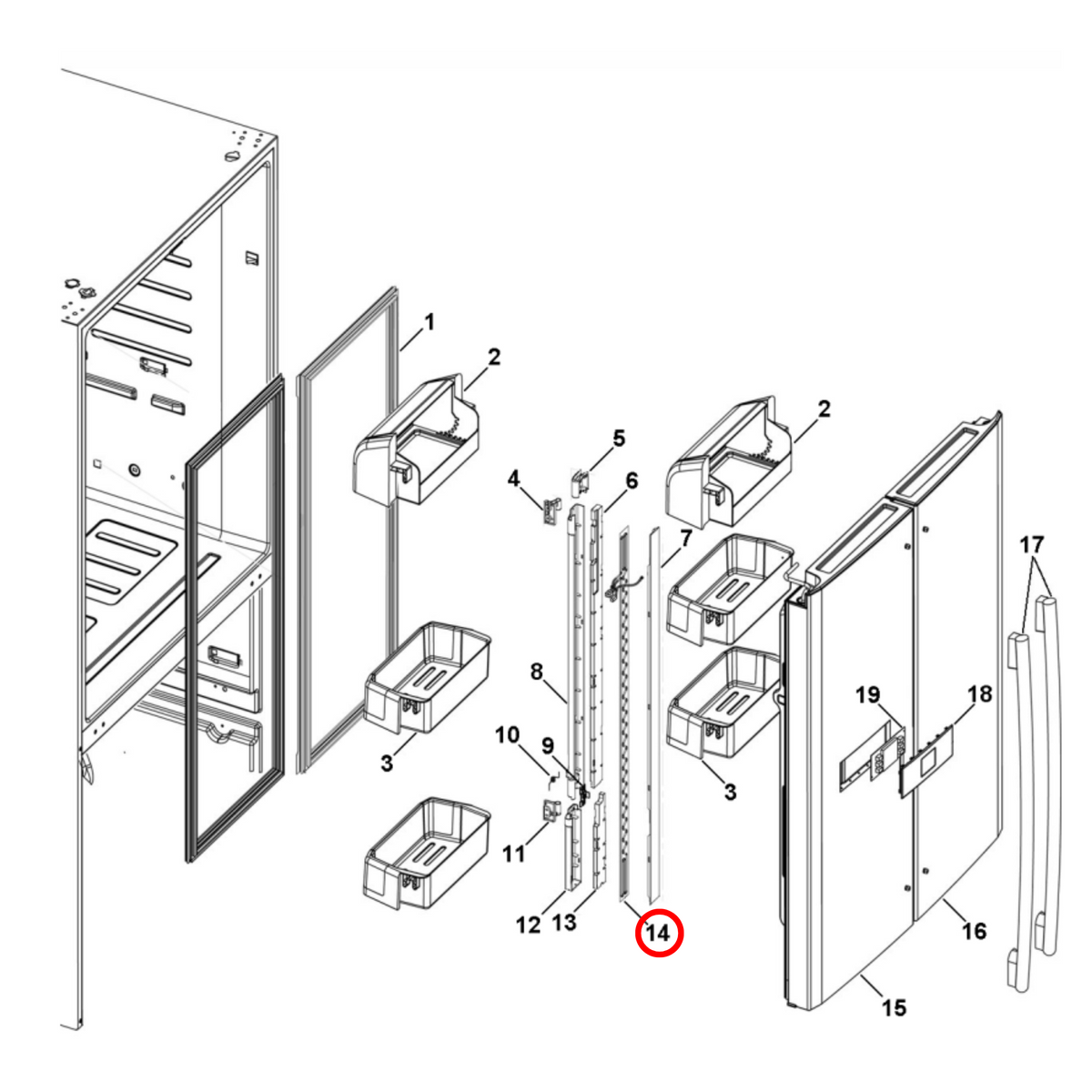 H0064001272A Haier Fridge Freezer Door Heater Mullion