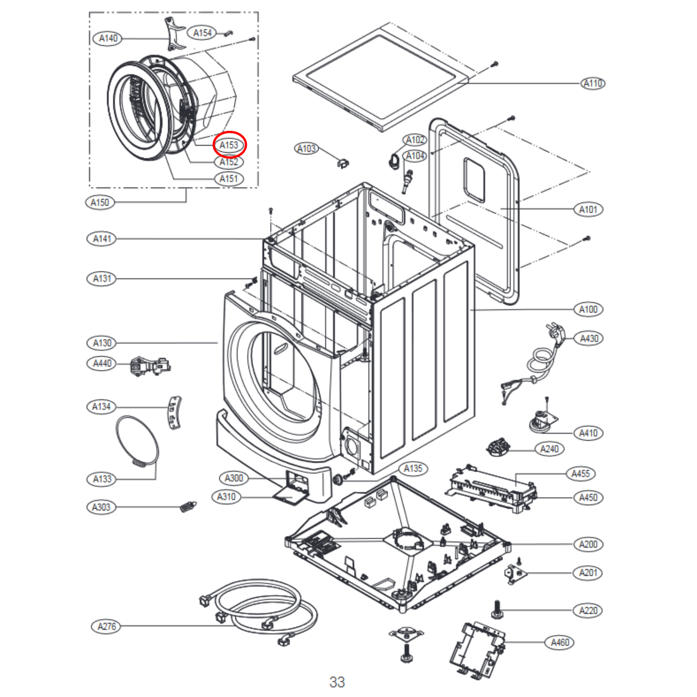LG Front Load Washing Machine Door Handle - MEB61281101, AGF76506325, MEB61841201