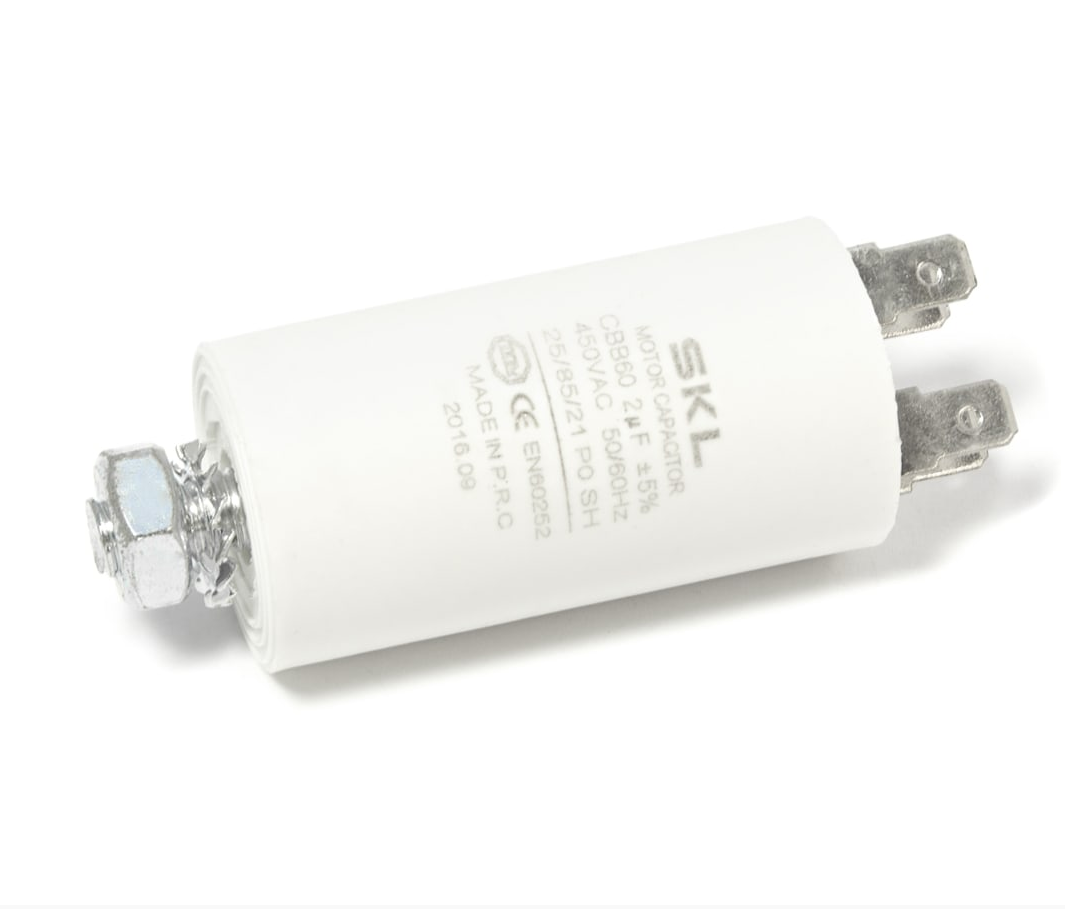 CAP002MS Universal capacitor 2µF Size: Ø30x57mm. 450Vac Fast Spares