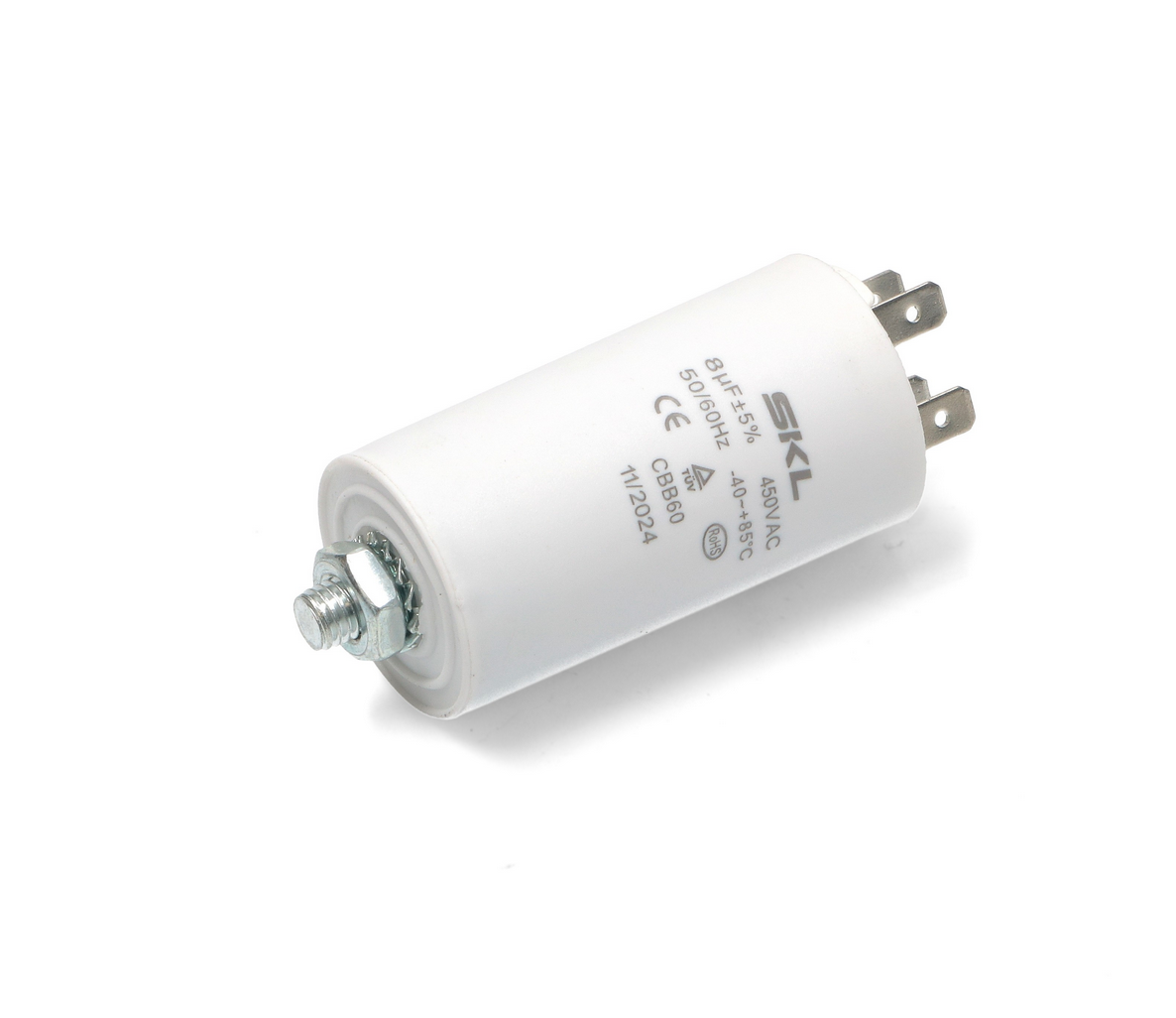 CAP008MS Universal capacitor 8µF Size Ø30x57mm 450Vac Fast Spares