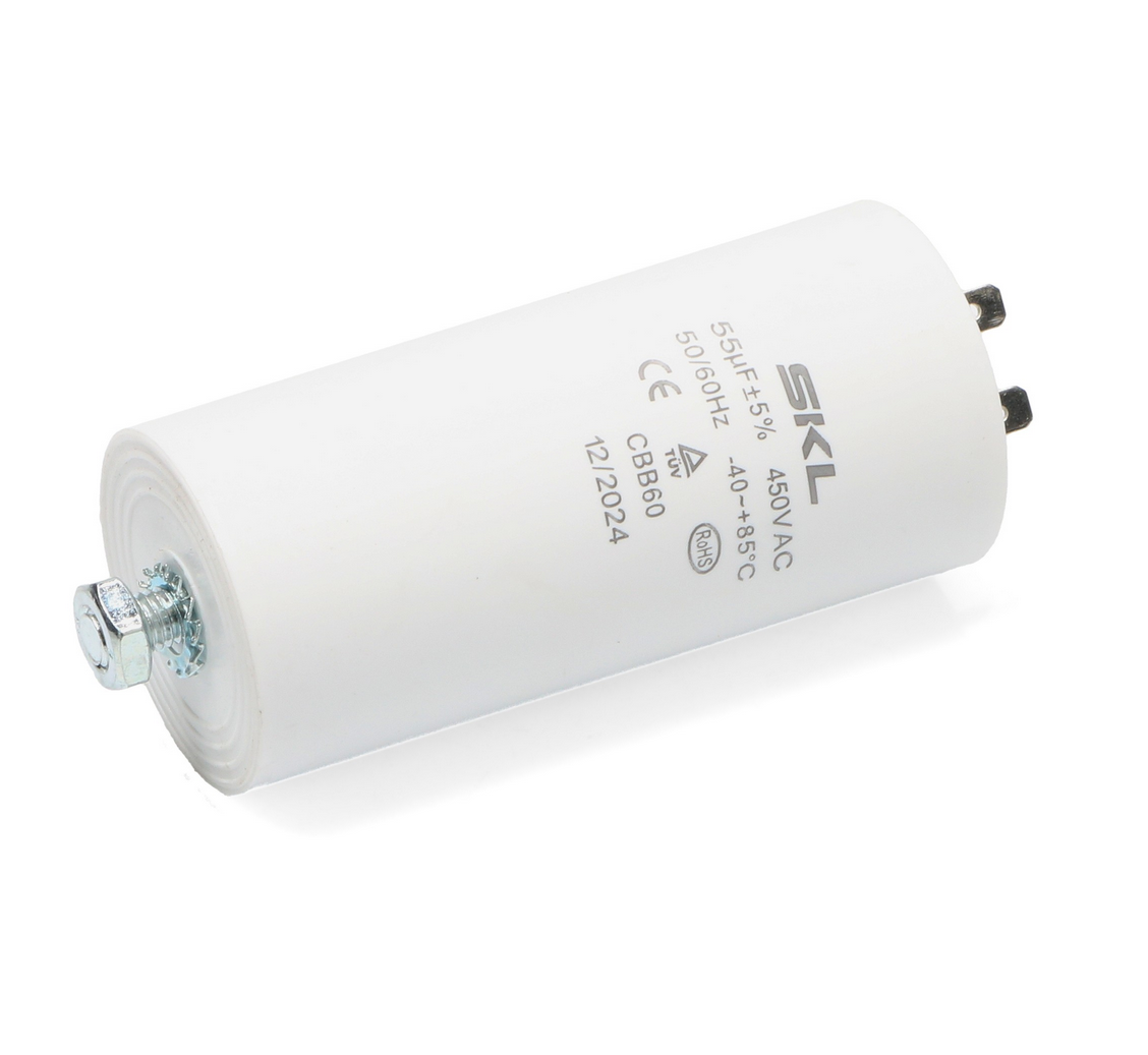 CAP055MS Capacitor 55UF 450V Size Ø50x105mm Metal With Stud Fast Spares