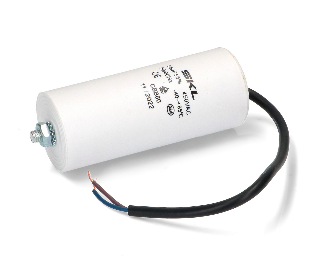 Capacitor 65uf with cable 450V WB40 Size Ø50x120mm Fast Spares