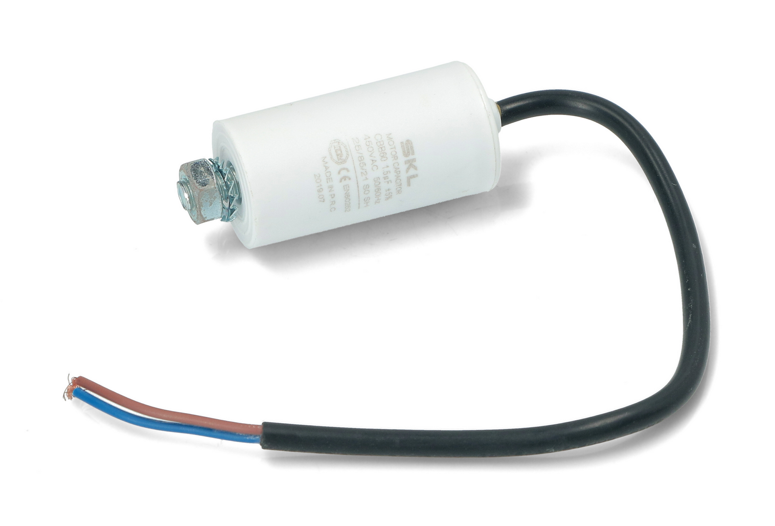 CAP015L Capacitor 1.5uf with cable 450V Size Ø30x57mm Fast Spares