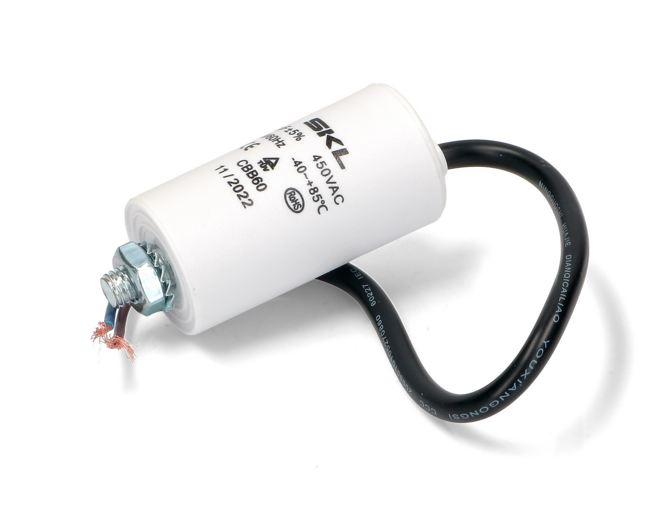 CAP002L Capacitor 2uf with leads 450V Size Ø30x57mm Fast Spares