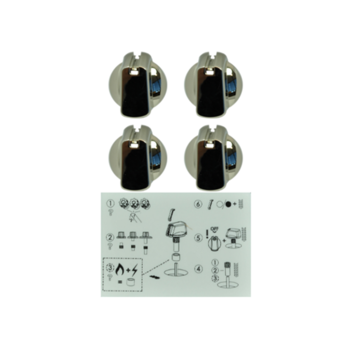 4055691457 Universal Cooktop Knob Chrome 40Mm Set Of 4 - UK-40C4, 0019008101